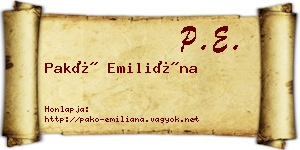 Pakó Emiliána névjegykártya